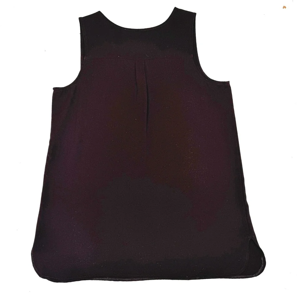 Womens Black Vneck Lightweight Blouse  Crepe layering normcore Basic Sz Medium - Picture 2 of 7